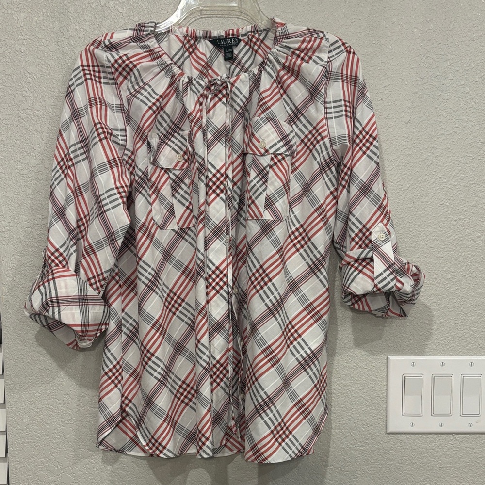Lauren Ralph Lauren Red and Black Plaid Blouse